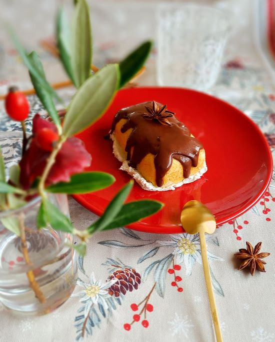 Mini bûches glacées, parfait de potimarron au parfum de mandarine