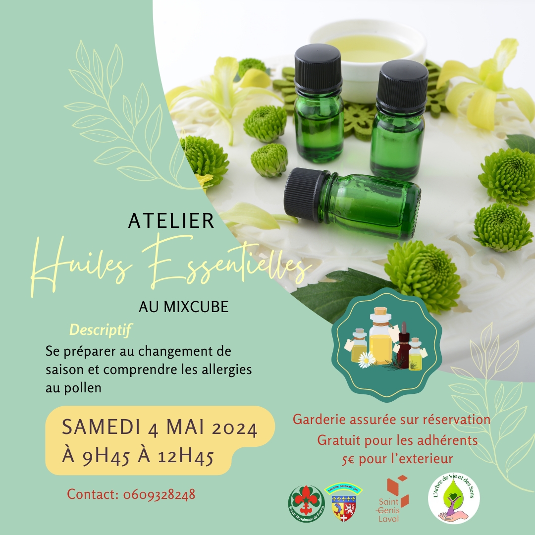 Atelier Huiles essentielles, le printemps, gratuit pour les adhérents